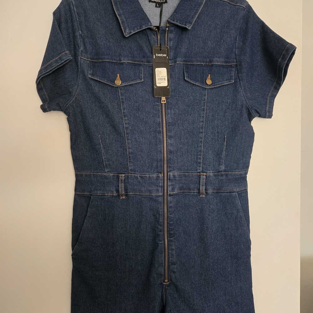 Bebe Dark Blue Denim Jumpsuit